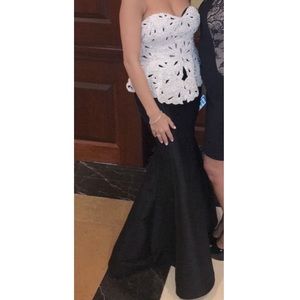 Mermaid pearl embellished strapless dress